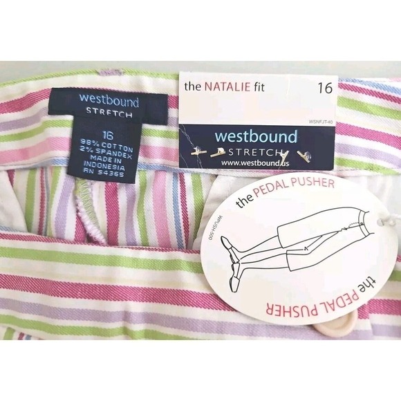 Westbound ~Woman Size 16~ Multicolor Striped Natalie Fit Straight Leg Capri Pant - Picture 2 of 9